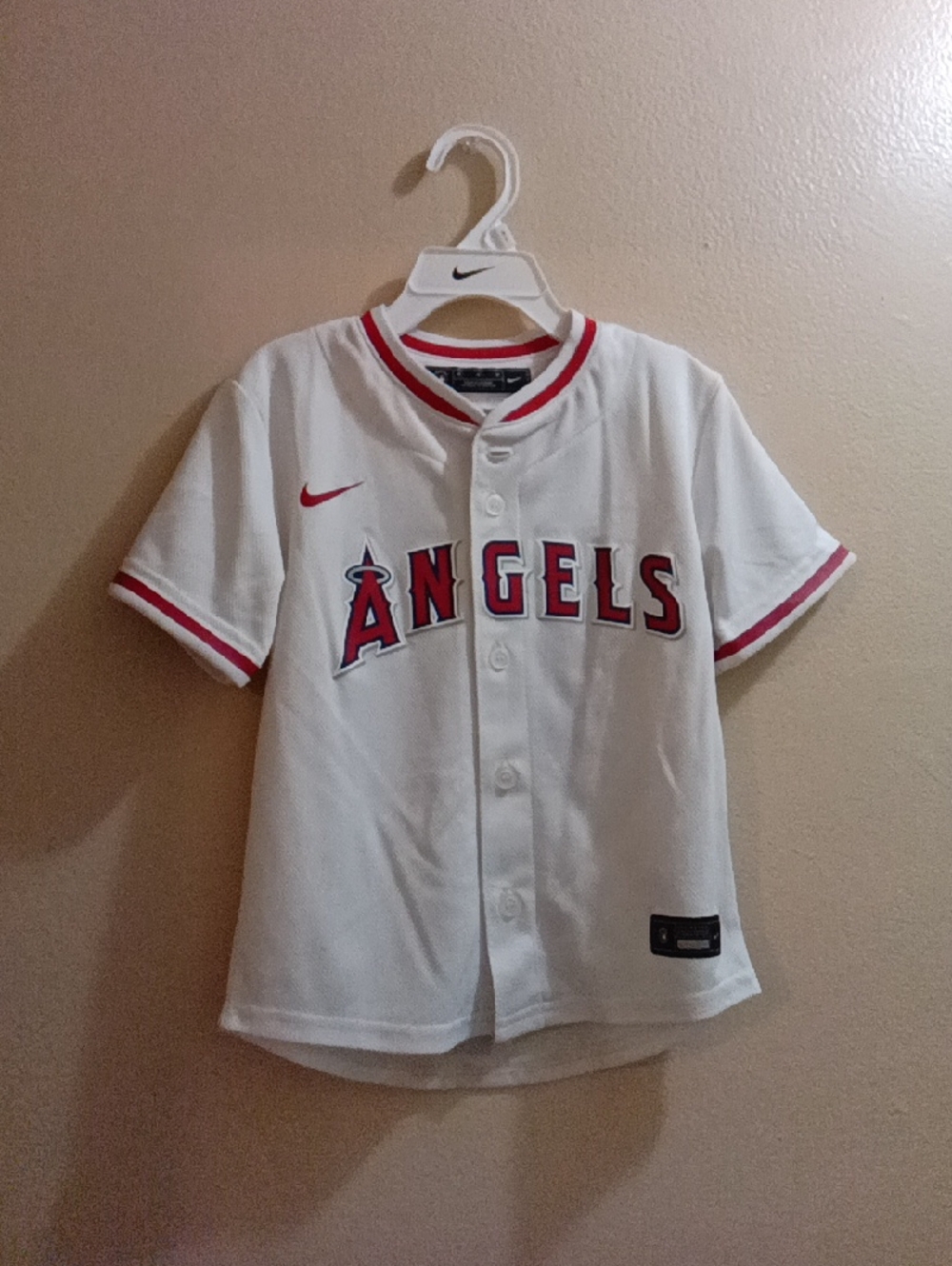Nike Kids White & Red Angels Baseball Jersey